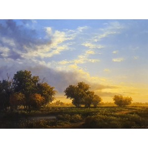 Zulfiqar Ali Zulfi, Golden Time, 30 x 40 Inch, Oil on Canvas, Landscape Painting-AC-ZUZ-078